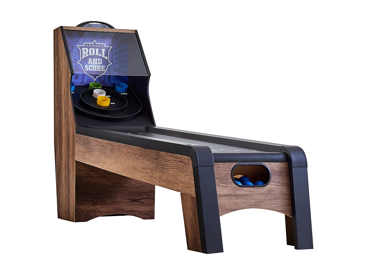 Skeeball Machine SucceBuy 274cm Roll & Score Arcade Speltafel Elektronische Scorer 4 Ballen Speelhal