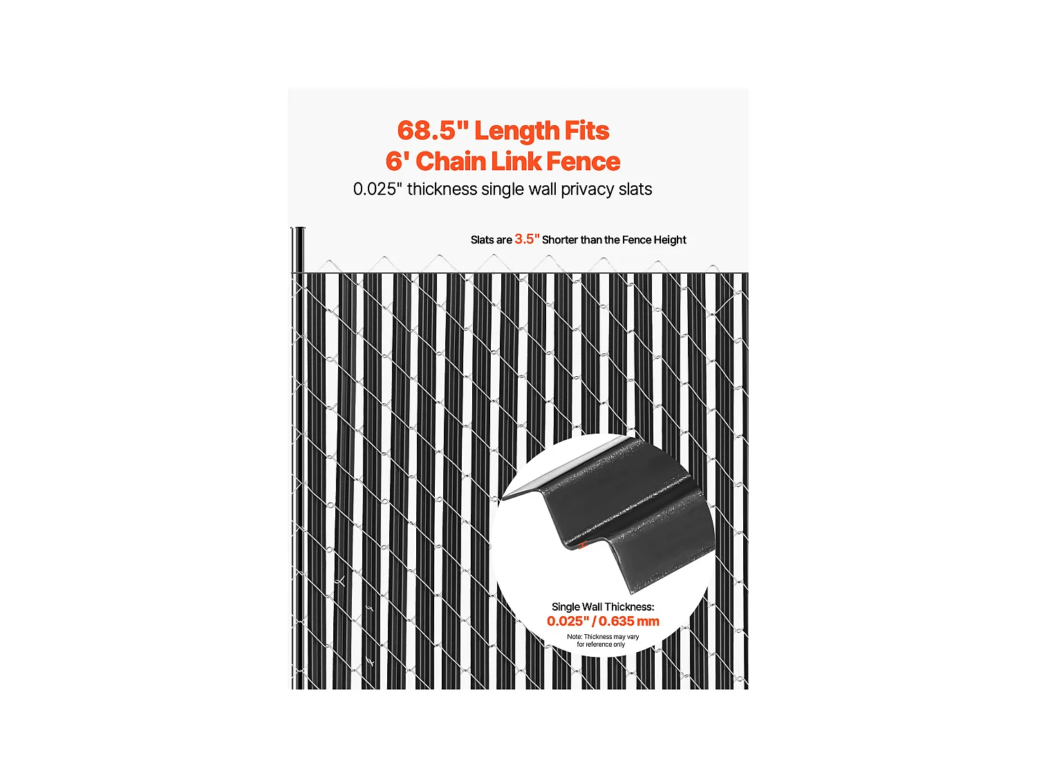 Clôture à Mailles SucceBuy Kit d'Intimité à Simple Paroi pour Clôture à Mailles Losangées de 1,80 m de Haut, Verrou Inférieur, Noir