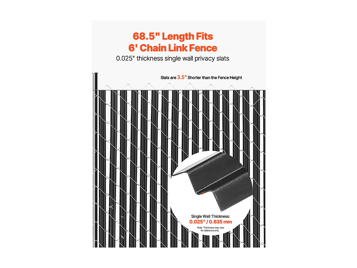 Clôture à Mailles SucceBuy Kit d'Intimité à Simple Paroi pour Clôture à Mailles Losangées de 1,80 m de Haut, Verrou Inférieur, Noir