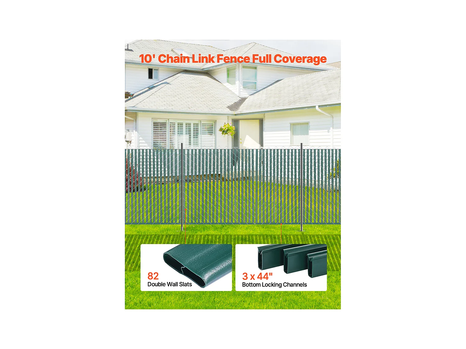 Clôture à Mailles SucceBuy Kit d'Intimité à Double Paroi pour Clôture à Mailles Losangées de 1,2 m de Haut, Verrouillable par le Bas, Vertes