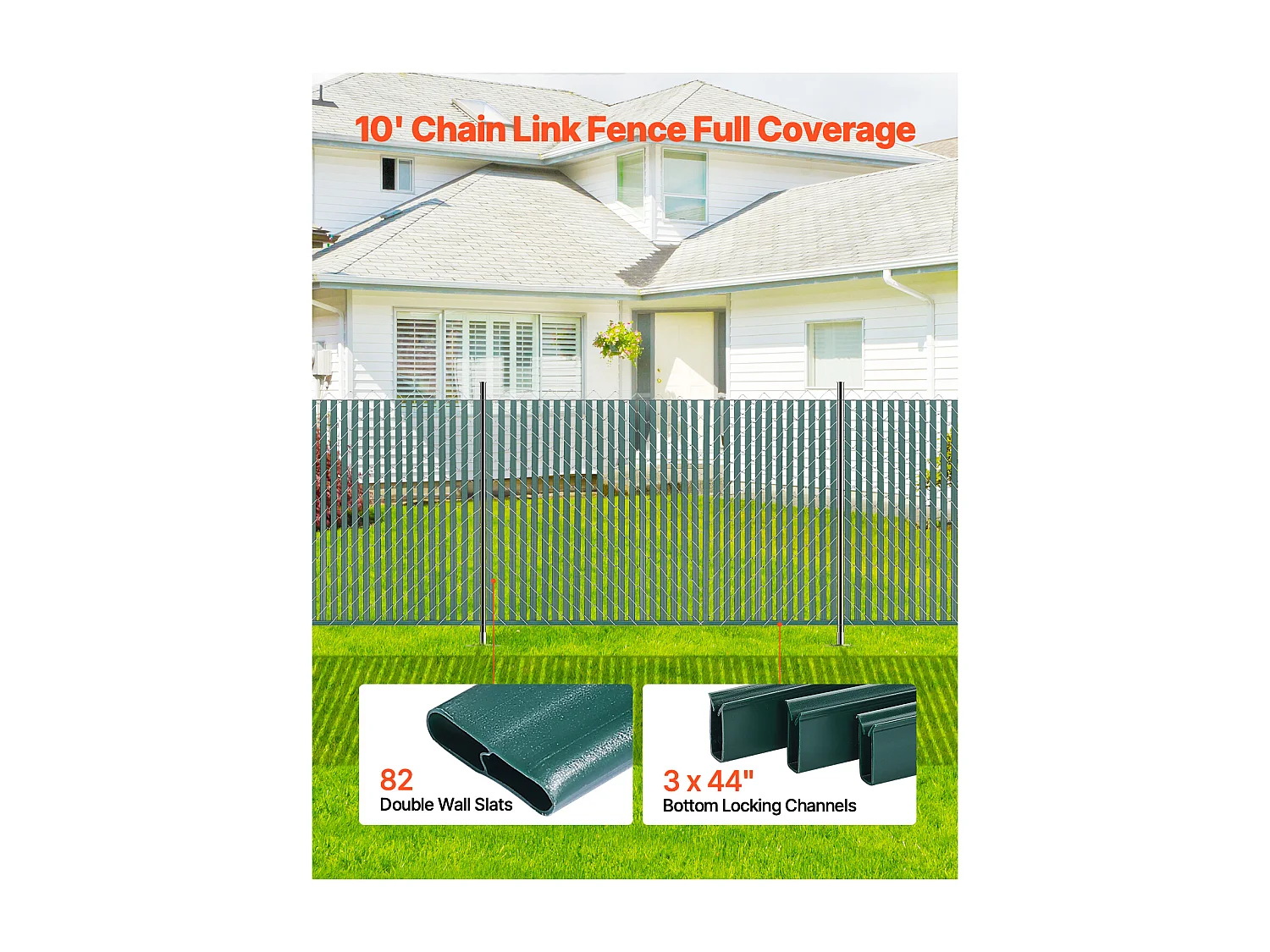 Clôture à Mailles SucceBuy Kit d'Intimité à Double Paroi pour Clôture à Mailles Losangées de 1,2 m de Haut, Verrouillable par le Bas, Vertes