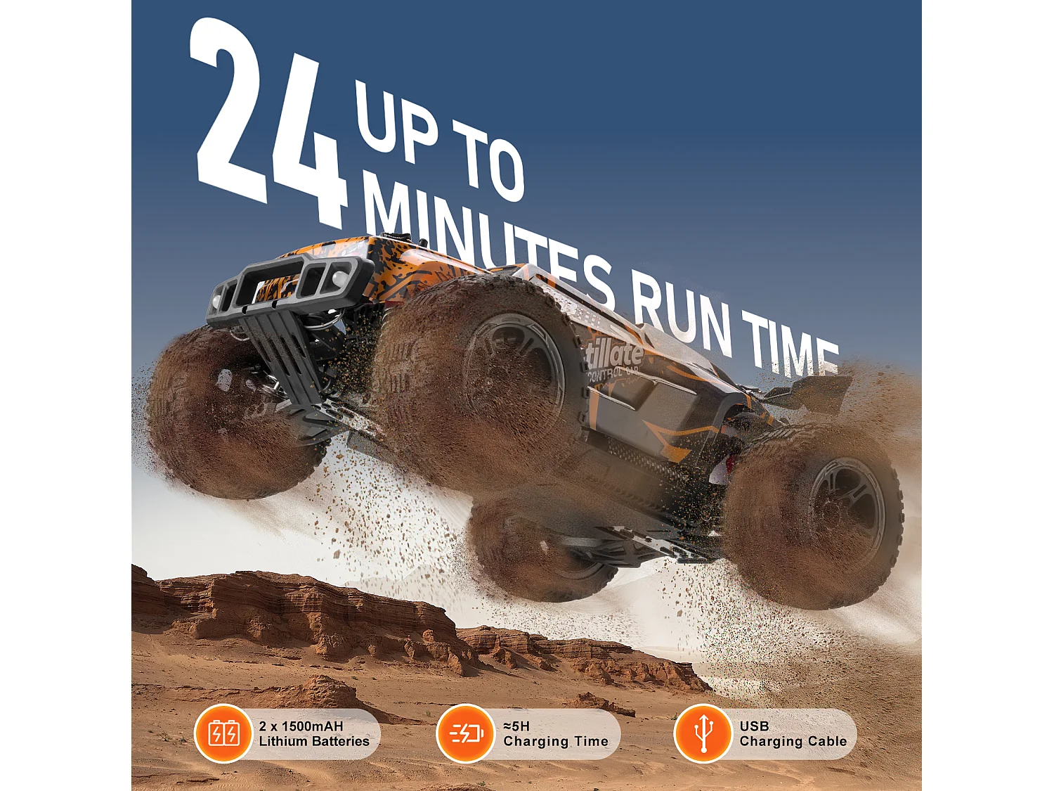 Voiture Electrique Enfants SucceBuy Voiture Tout-Terrain Télécommandée 4 Roues Motrices à l'Échelle 1:10 pour Enfants