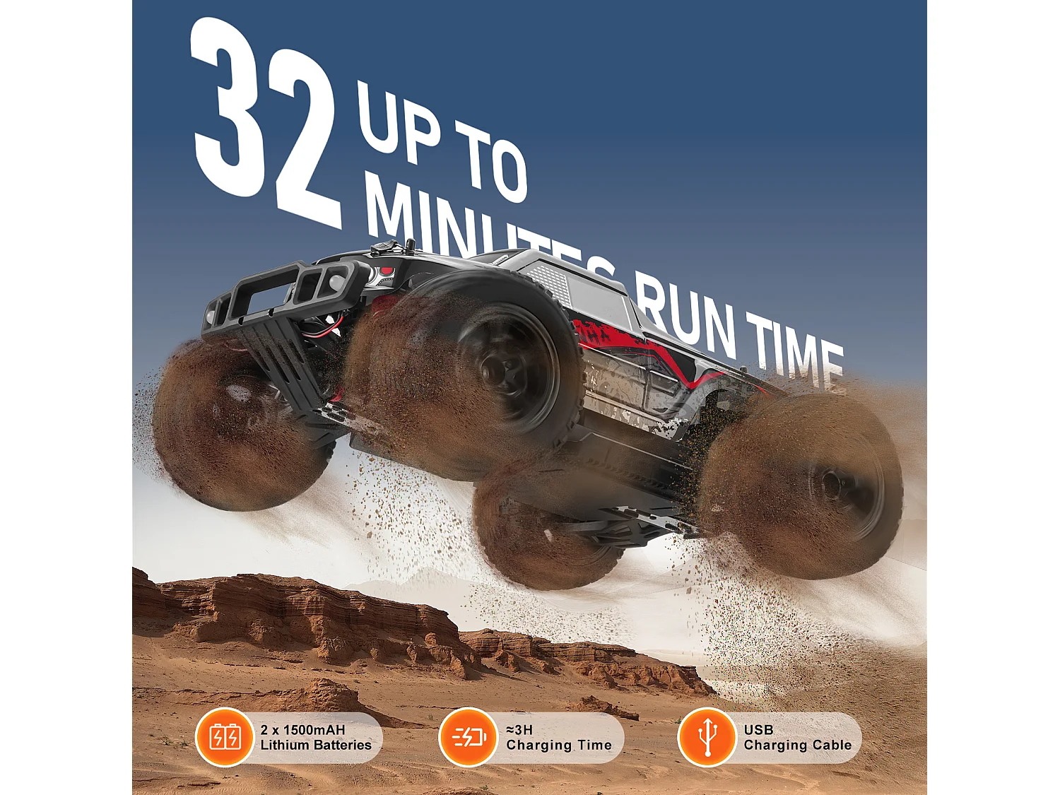 Voiture Electrique Enfants SucceBuy Voiture Tout-Terrain Télécommandée à l'Échelle 1:10 pour Enfants, 4 Roues Motrices