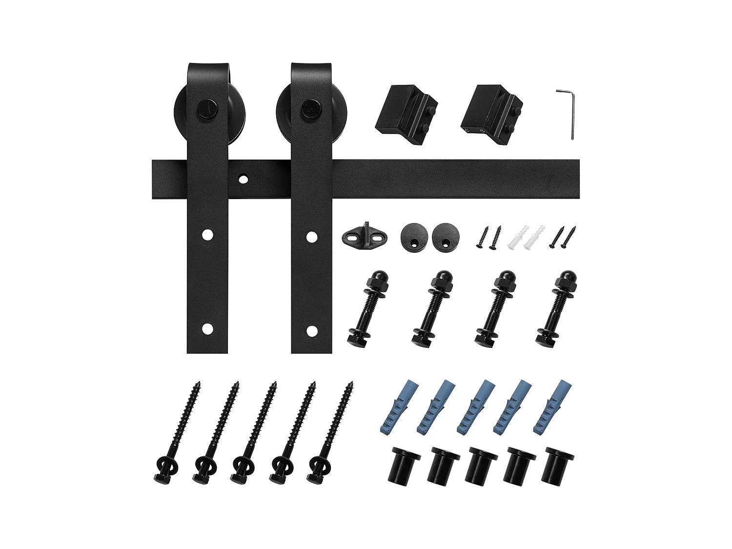 Porte Coulissante SucceBuy Kit de Quincaillerie pour Porte de Grange Coulissante Simple de 1,5 m (5 pi), Finition Noire