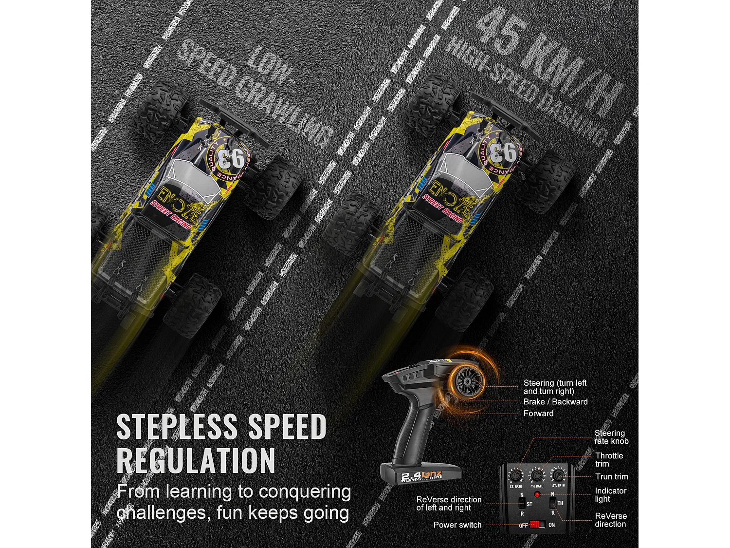 Elektrische Kinderauto SucceBuy 1:18 Schaal Afstandsbediening Auto, Verstelbare Snelheid, 4WD Off-Road Truck, Hoge Snelheid 45 km/u, met 45° Wheelie