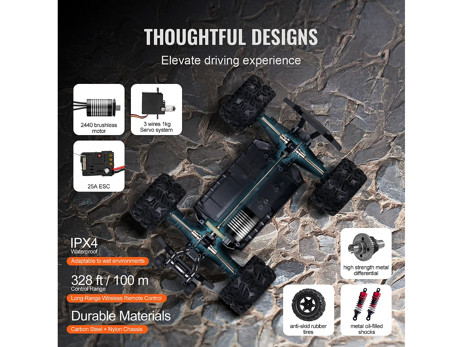 Elektrische Kinderauto SucceBuy 1:18 Schaal Afstandsbediening Auto, Verstelbare Snelheid, 4WD Off-Road Truck, Hoge Snelheid 45 km/u, met 45° Wheelie