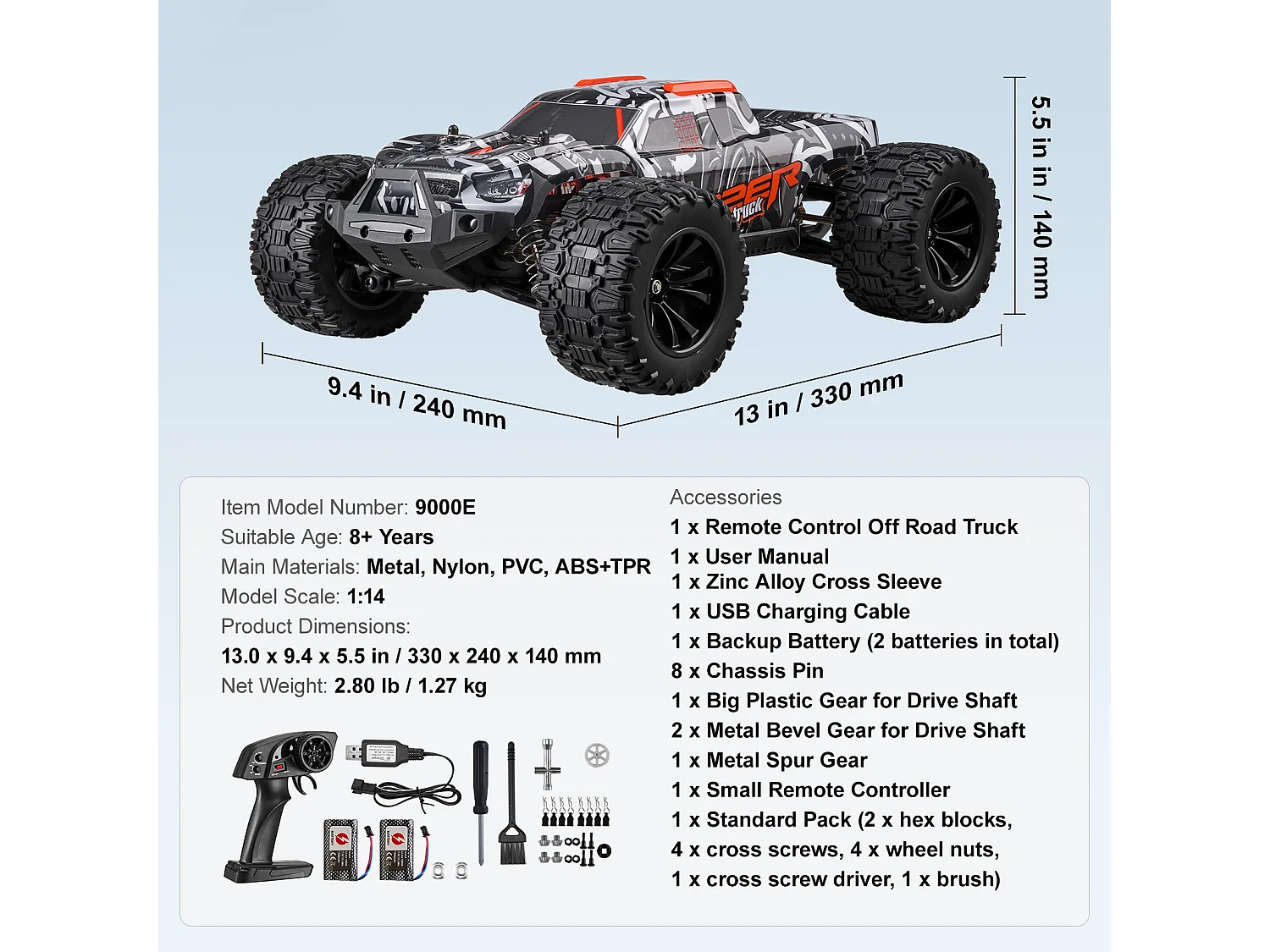 Samochód Elektryczny dla Dzieci SucceBuy 1:14 Skala RC Samochód dla Dzieci, 4WD Terenowy