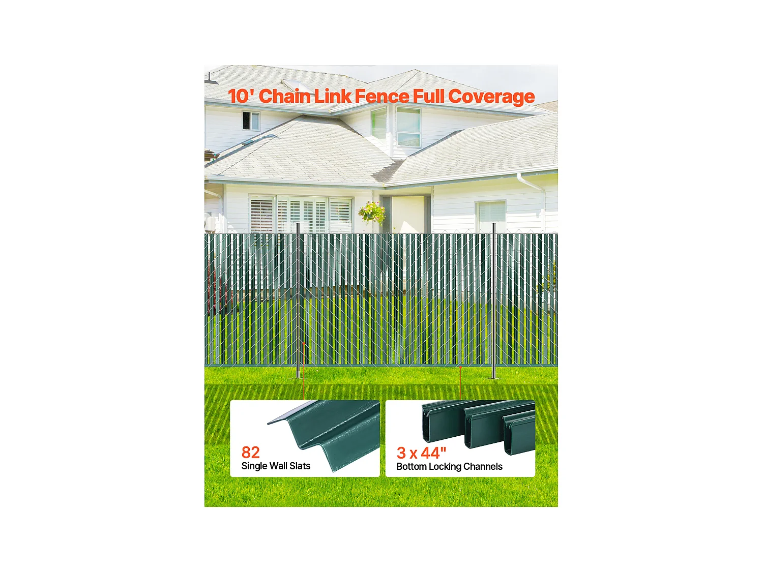 Clôture à Mailles SucceBuy Kit de Confidentialité pour Clôture à Mailles Losangées, Simple Paroi pour Clôture de 1,5 m de Haut, Verrouillage par le Bas