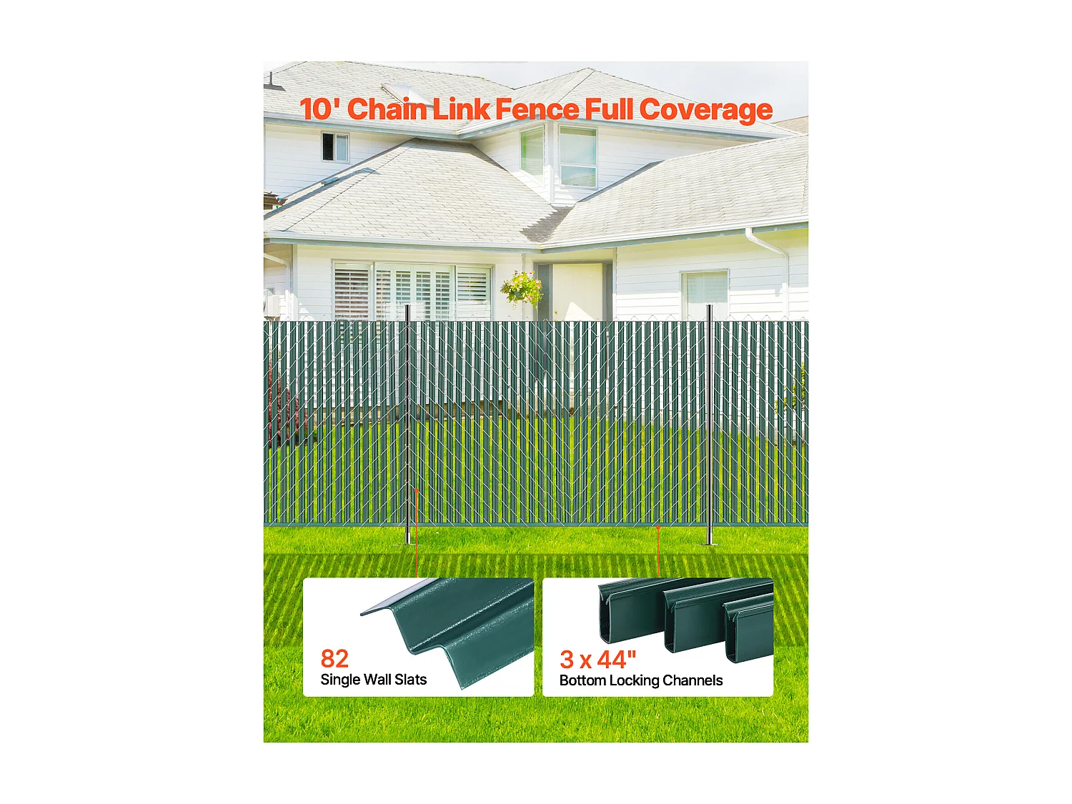 Clôture à Mailles SucceBuy Kit de Confidentialité pour Clôture à Mailles Losangées, Simple Paroi pour Clôture de 1,5 m de Haut, Verrouillage par le Bas