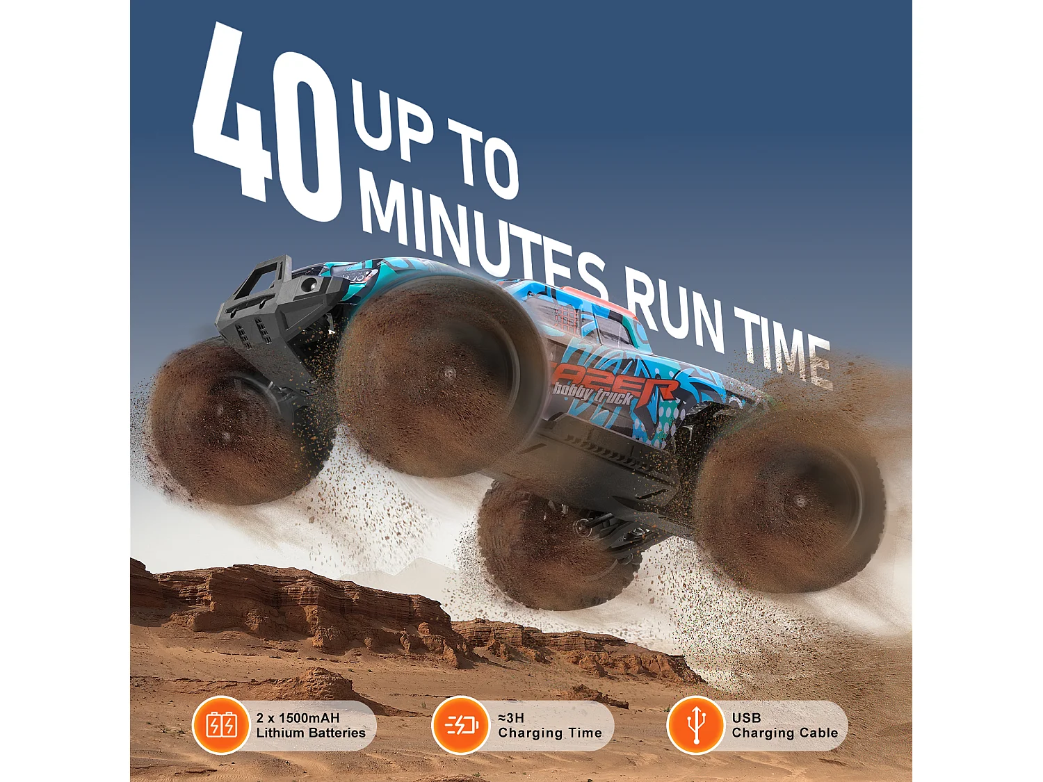 Voiture Electrique Enfants SucceBuy Voiture Tout-Terrain Télécommandée à l'Échelle 1:14 pour Enfants, 4 Roues Motrices