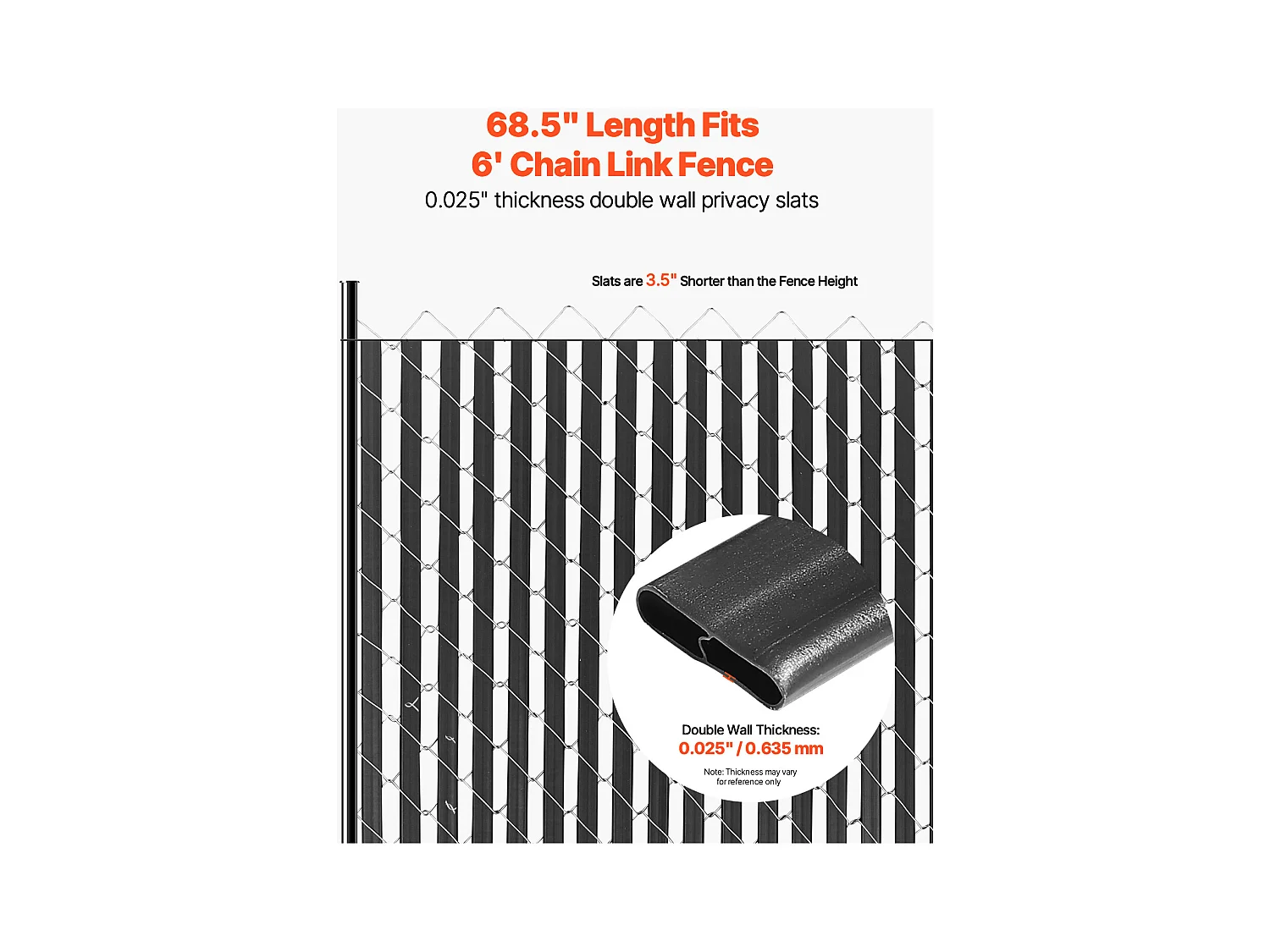 Clôture à Mailles SucceBuy Kit de Confidentialité à Double Paroi pour Clôture à Mailles Losangées de 1,8 m de Haut, Verrouillage par le Bas, Noir