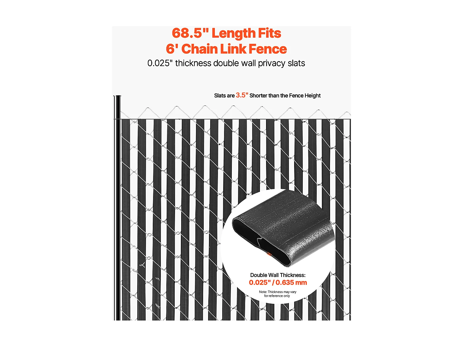 Clôture à Mailles SucceBuy Kit de Confidentialité à Double Paroi pour Clôture à Mailles Losangées de 1,8 m de Haut, Verrouillage par le Bas, Noir