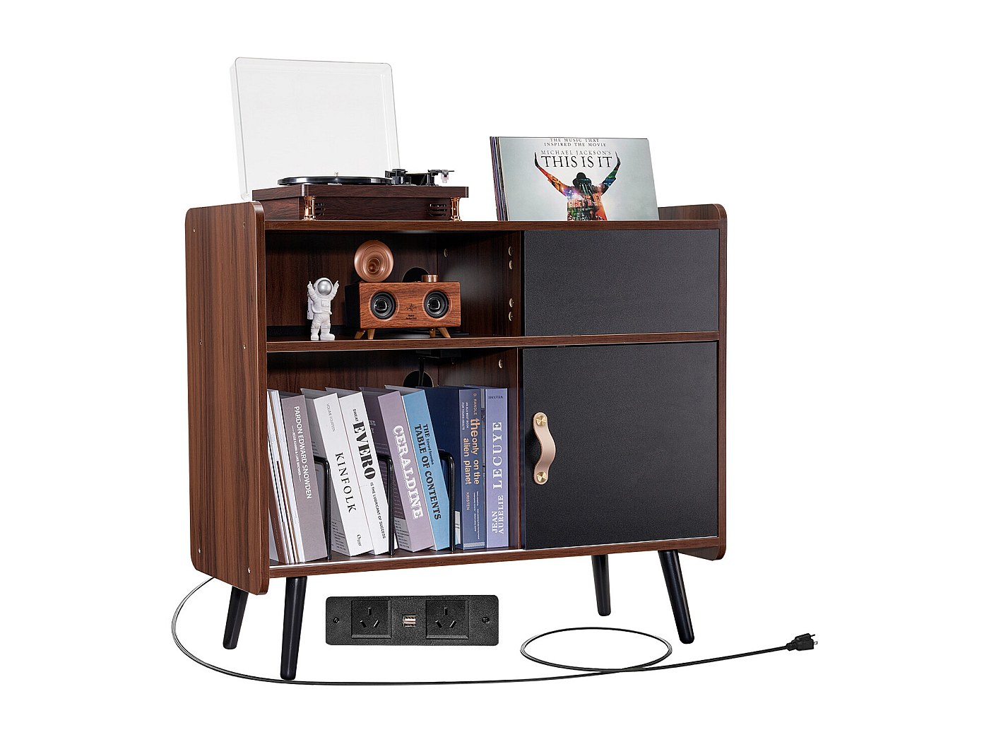 Solaorund Supporto Per Giradischi In Acrilico Trasparente – Tavolino Con Contenitore Per Vinili, Dimensioni 45x37x66 Cm, Design Moderno