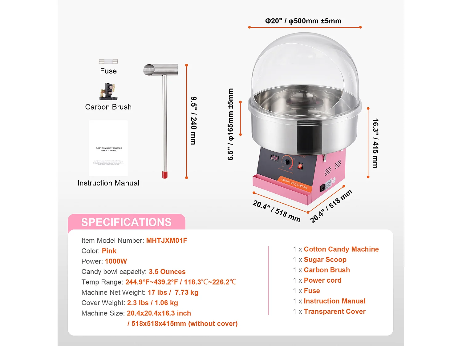 Kommerzielle Zuckerwattemaschine SucceBuy, Zuckerwattemaschine 1000 W,für Zuhause, Kindergeburtstag, Familienfeier, Pink