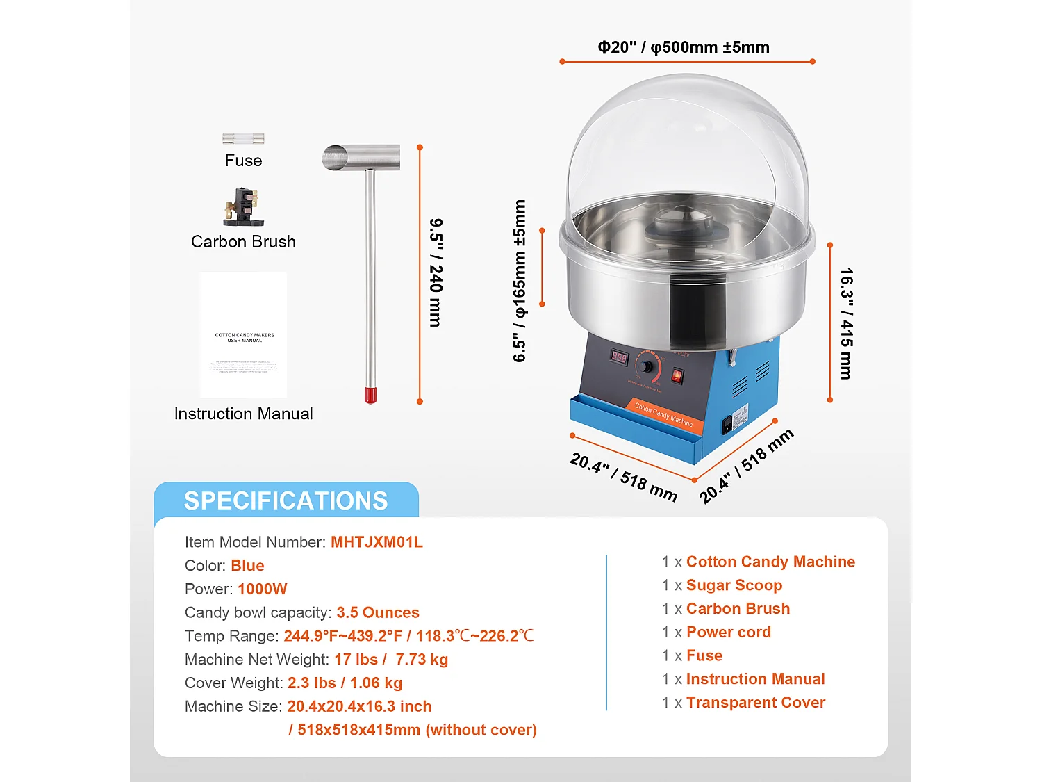 Kommerzielle Zuckerwattemaschine SucceBuy , Zuckerwattemaschine 1000 W,für Zuhause, Kindergeburtstag, Familienfeier, Blau