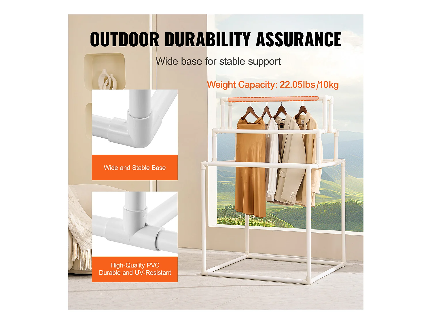 Porte-Serviettes SucceBuy, Porte-Serviettes d'Extérieur en PVC pour Piscine, 8 Barres, Spa, Salle de Bain, Blanc