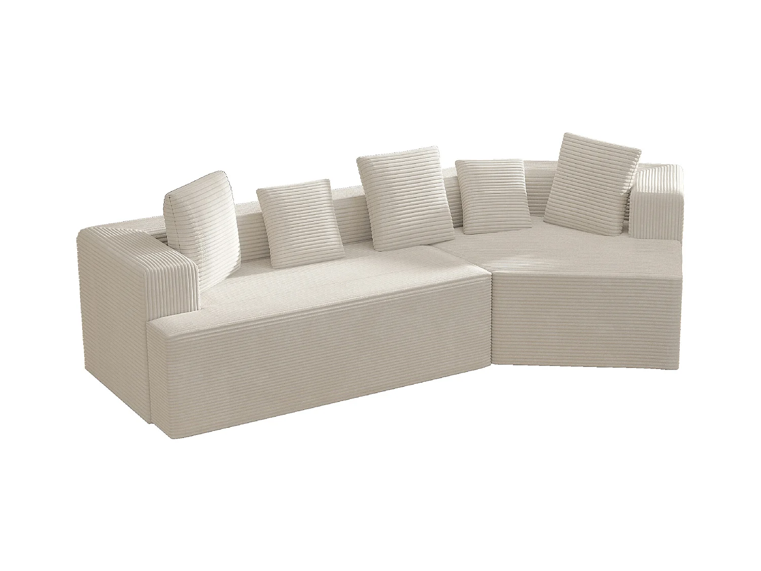 Canapé d'angle droit - Canapé avec coussins et accoudoirs - blanc - pour salon et chambre