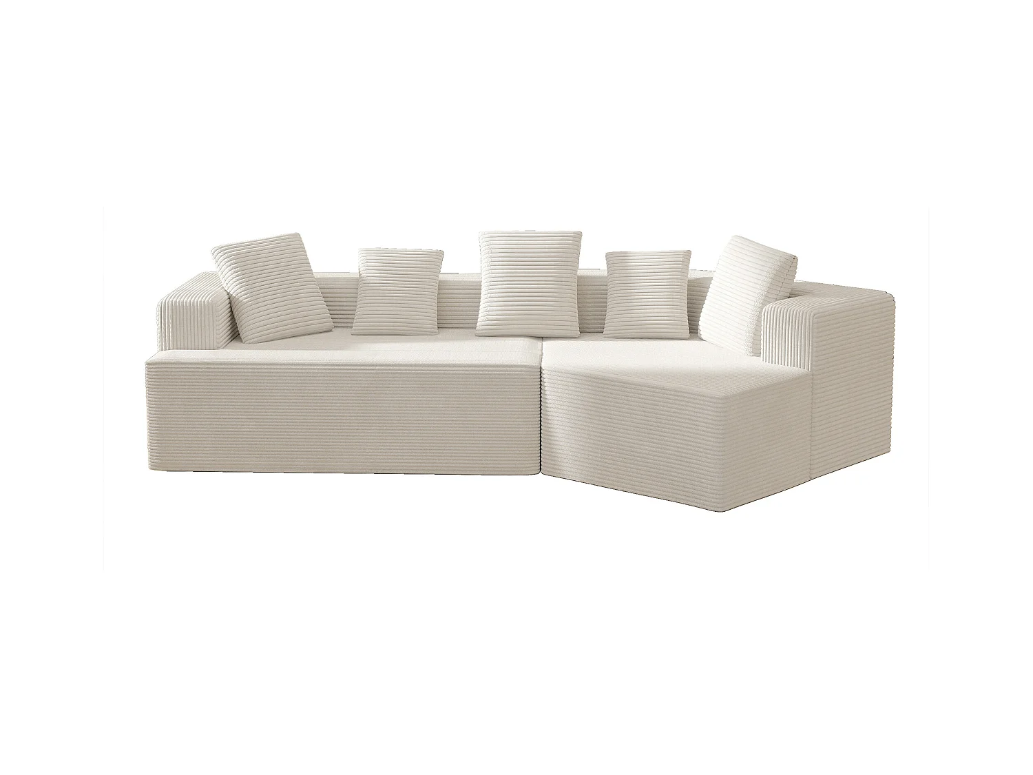 Canapé d'angle droit - Canapé avec coussins et accoudoirs - blanc - pour salon et chambre