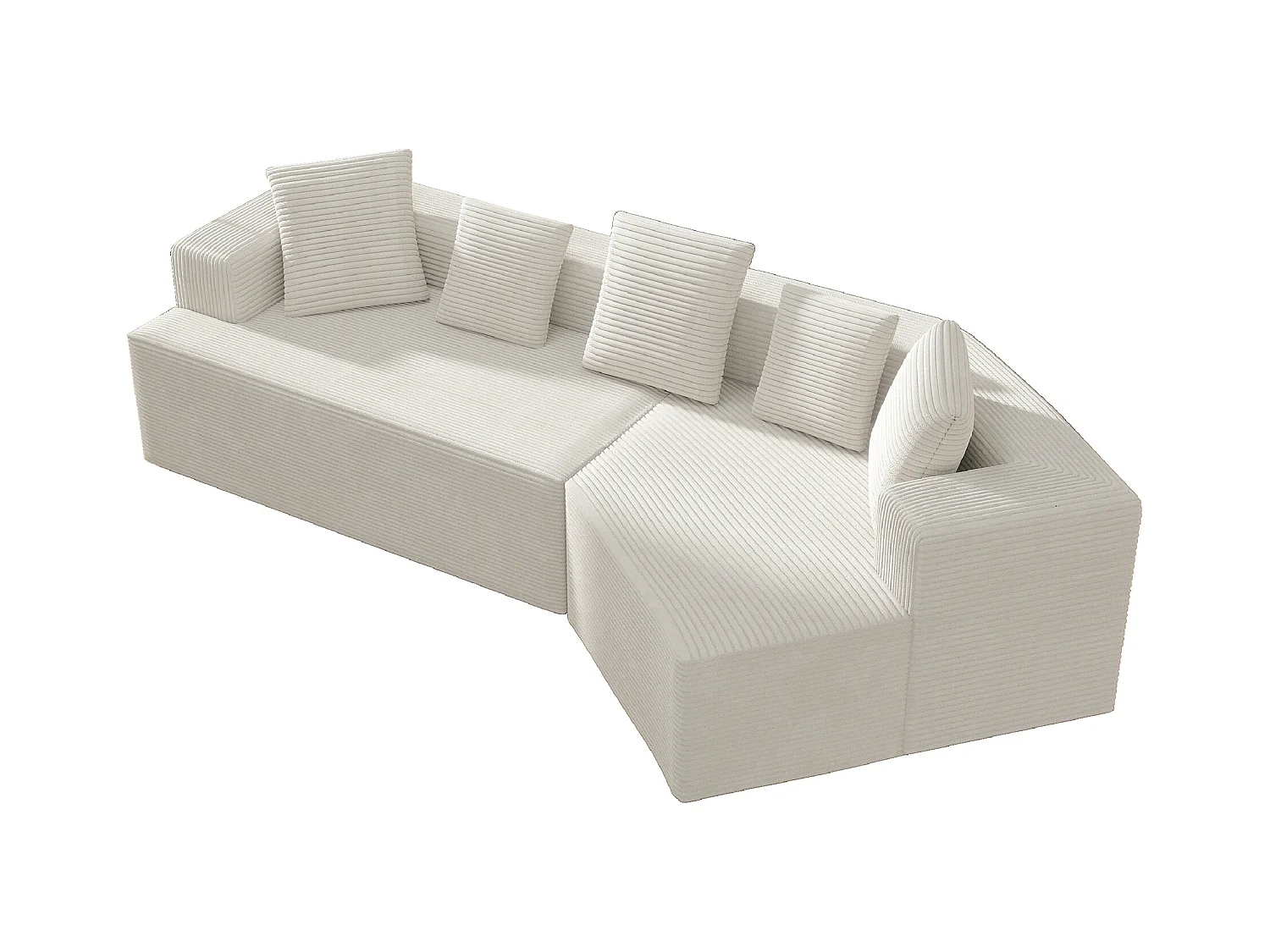 Canapé d'angle droit - Canapé avec coussins et accoudoirs - blanc - pour salon et chambre