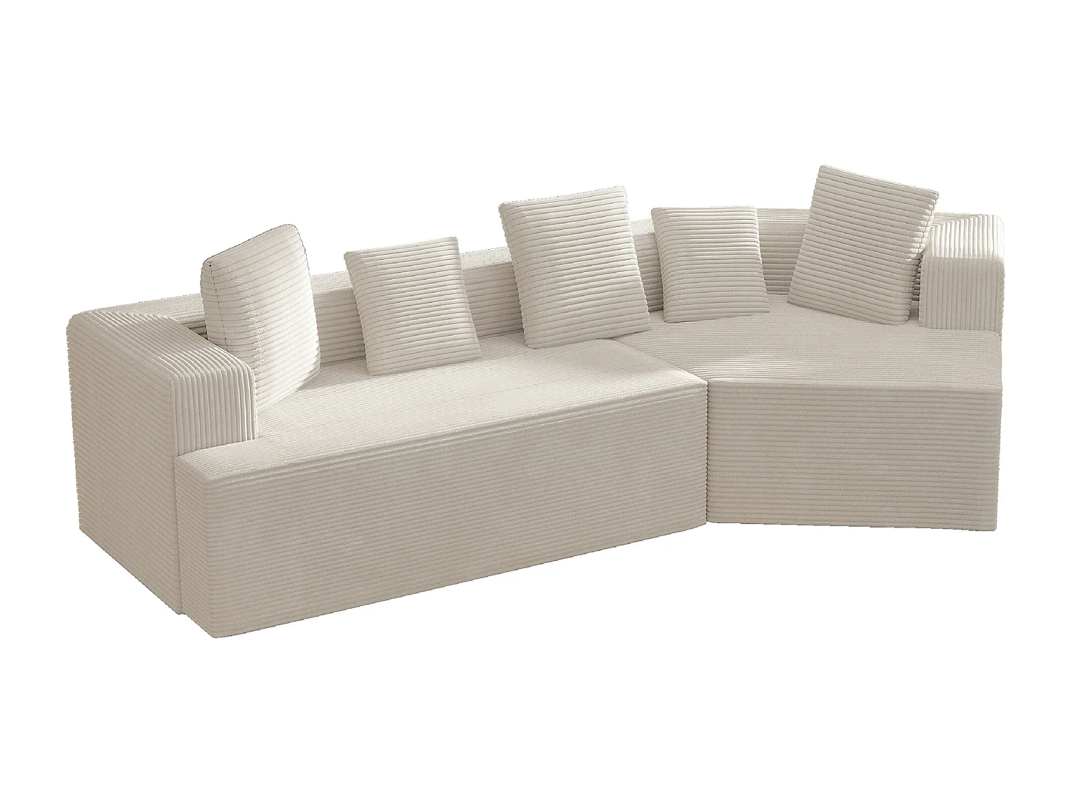 Canapé d'angle droit - Canapé avec coussins et accoudoirs - blanc - pour salon et chambre