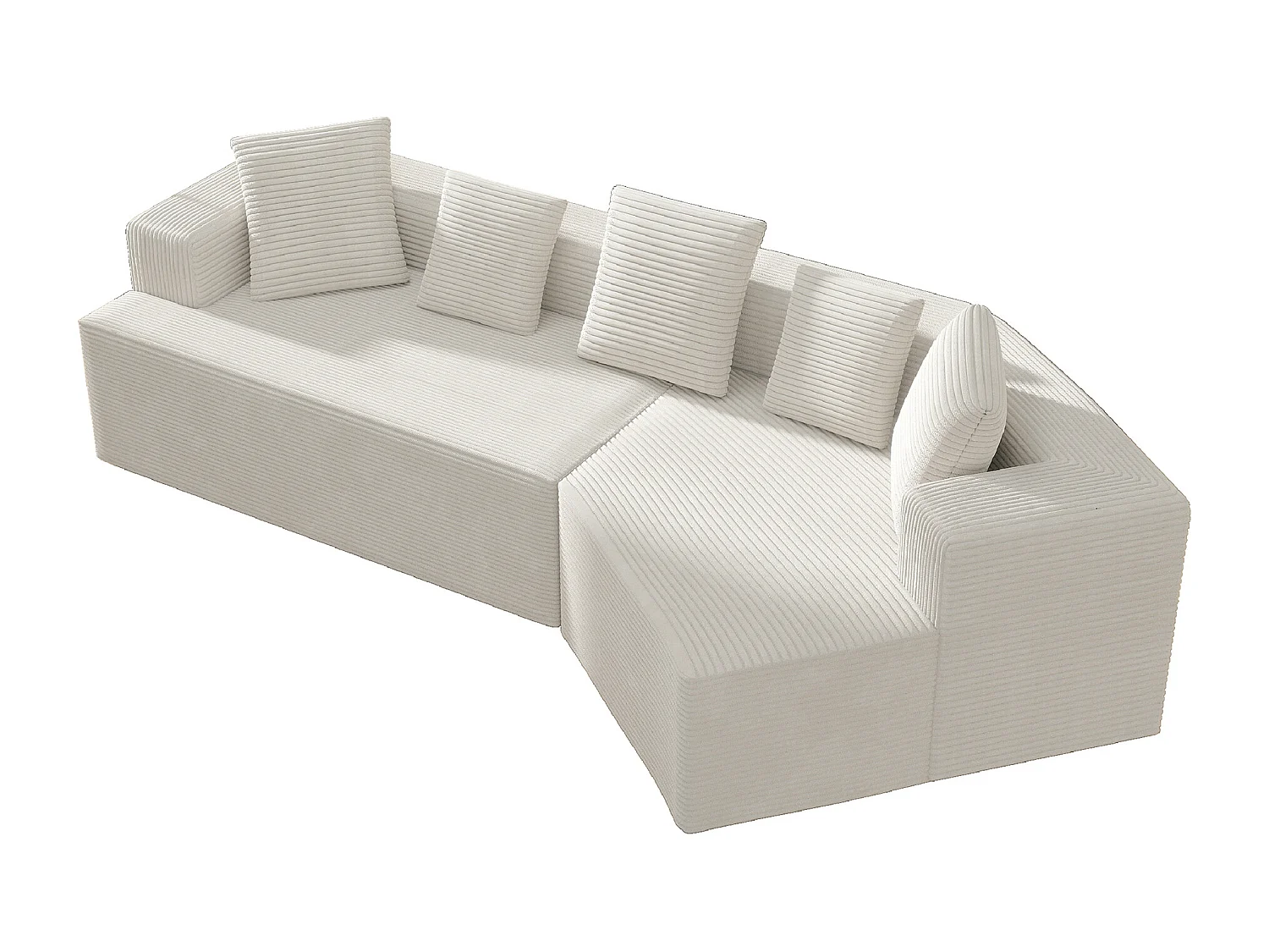 Canapé d'angle droit - Canapé avec coussins et accoudoirs - blanc - pour salon et chambre