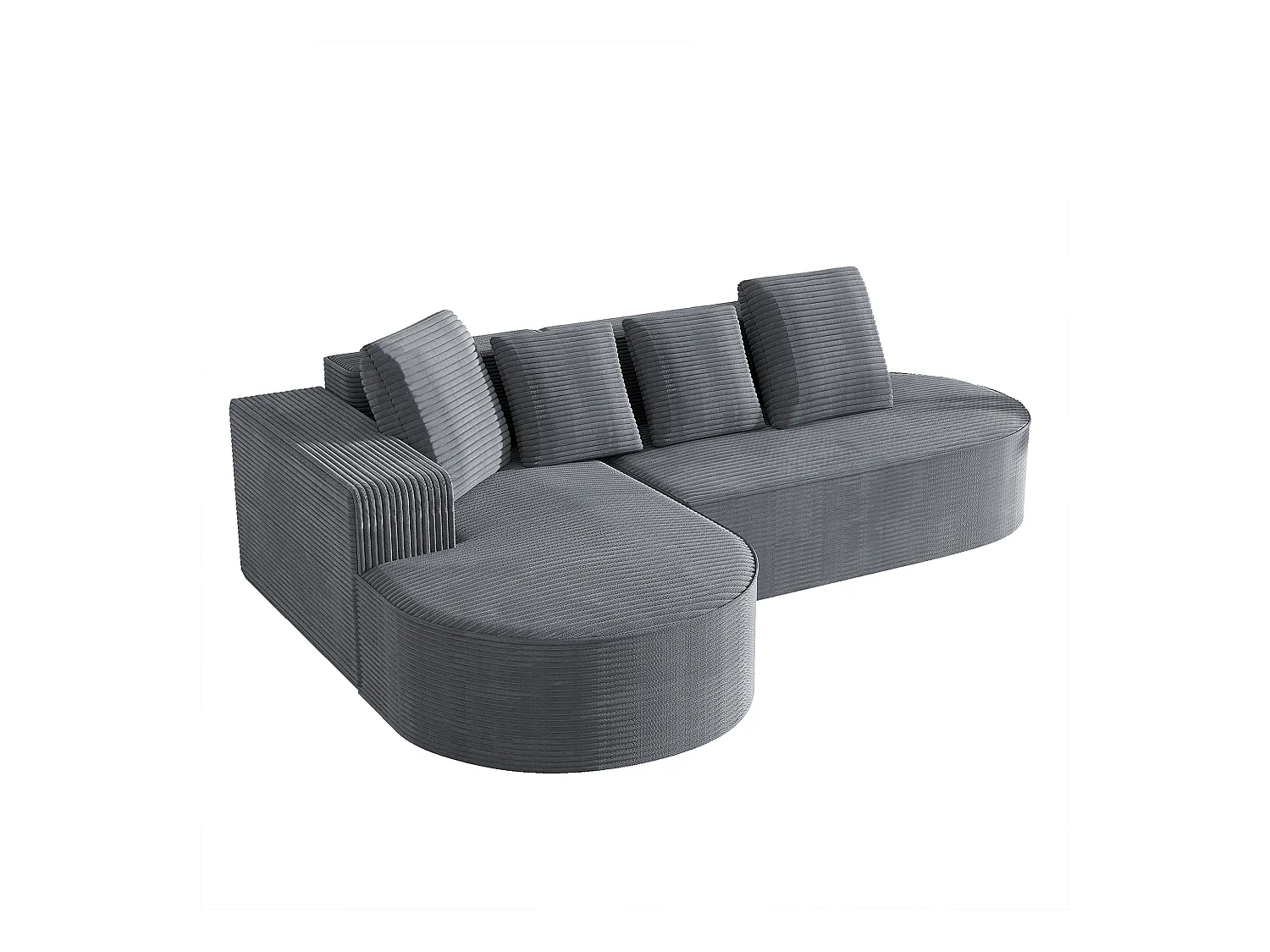 Canapé d'angle droit - Canapé avec 4 coussins - design nuage simple - velours côtelé blanc