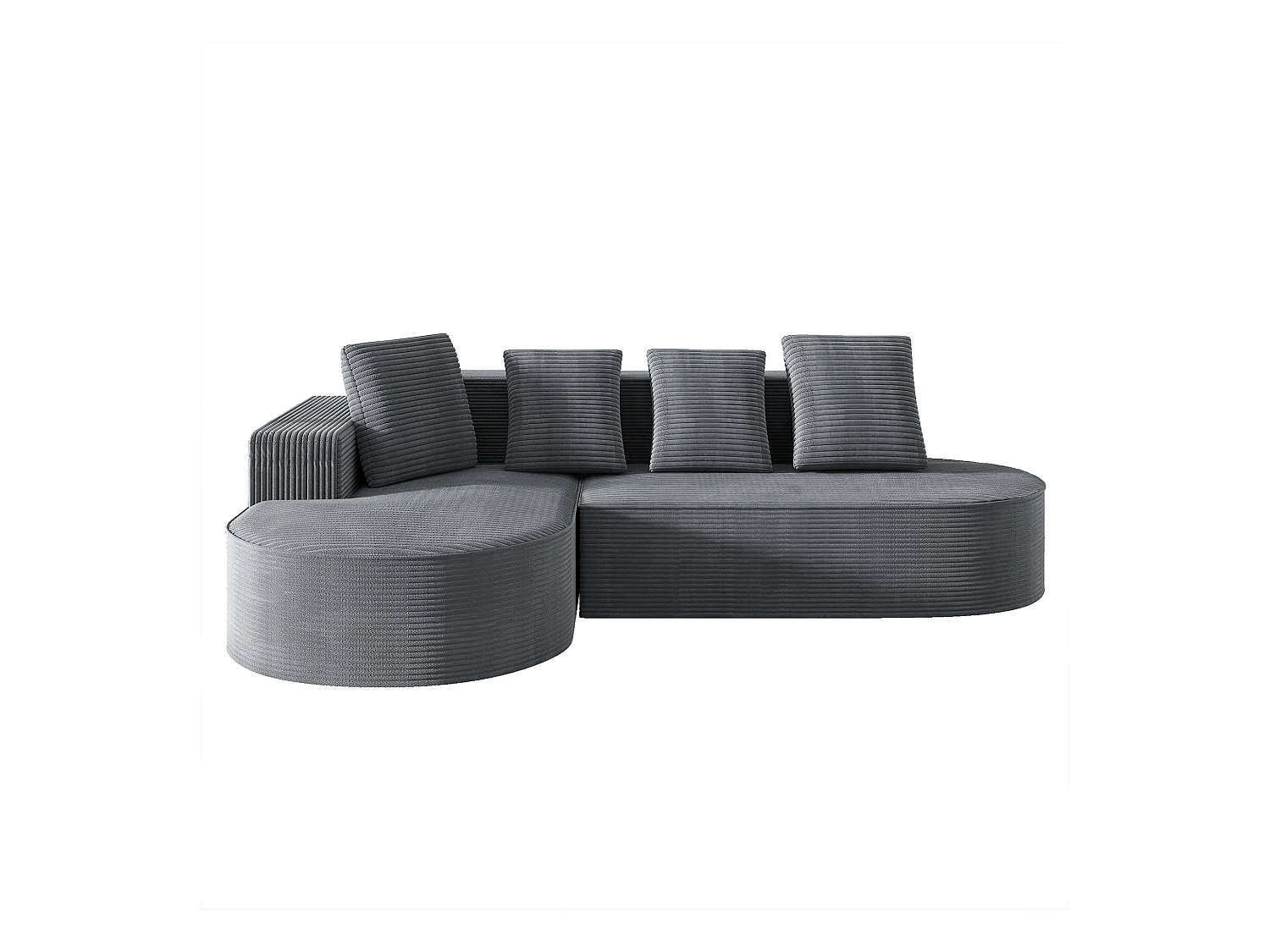 Canapé d'angle droit - Canapé avec 4 coussins - design nuage simple - velours côtelé blanc