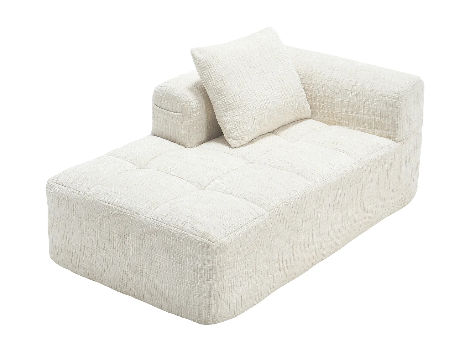 Canapé 1 place beige - Canapé droit avec Coussins et Poches de Rangement - motif neige