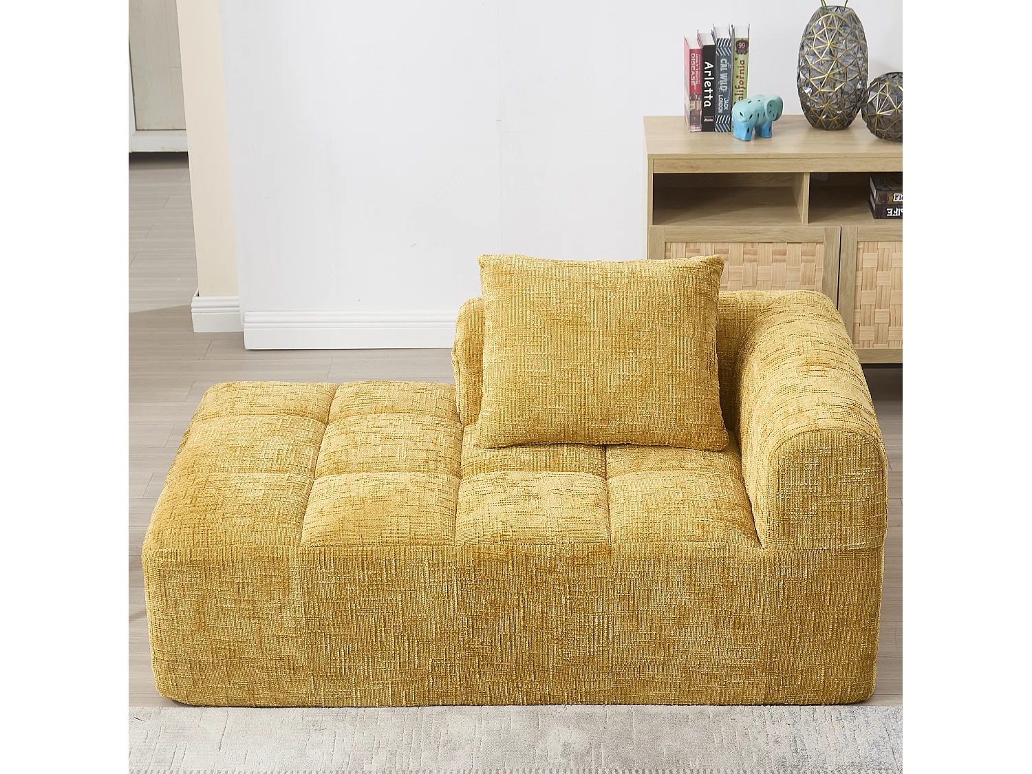 Gelb 1-Sitzer-Sofa - Gerades Sofa mit Kissen und Aufbewahrungstaschen - schneemuster