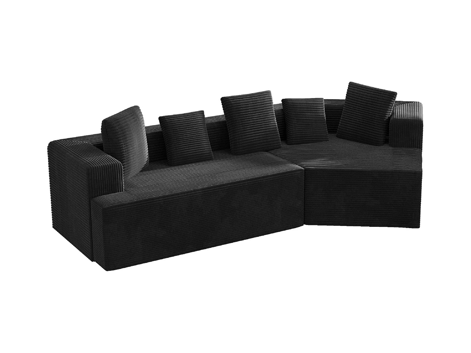 Canapé d'angle droit - Canapé avec coussins et accoudoirs - noir - pour salon et chambre