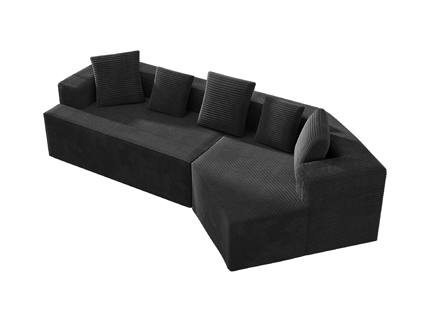 Canapé d'angle droit - Canapé avec coussins et accoudoirs - noir - pour salon et chambre