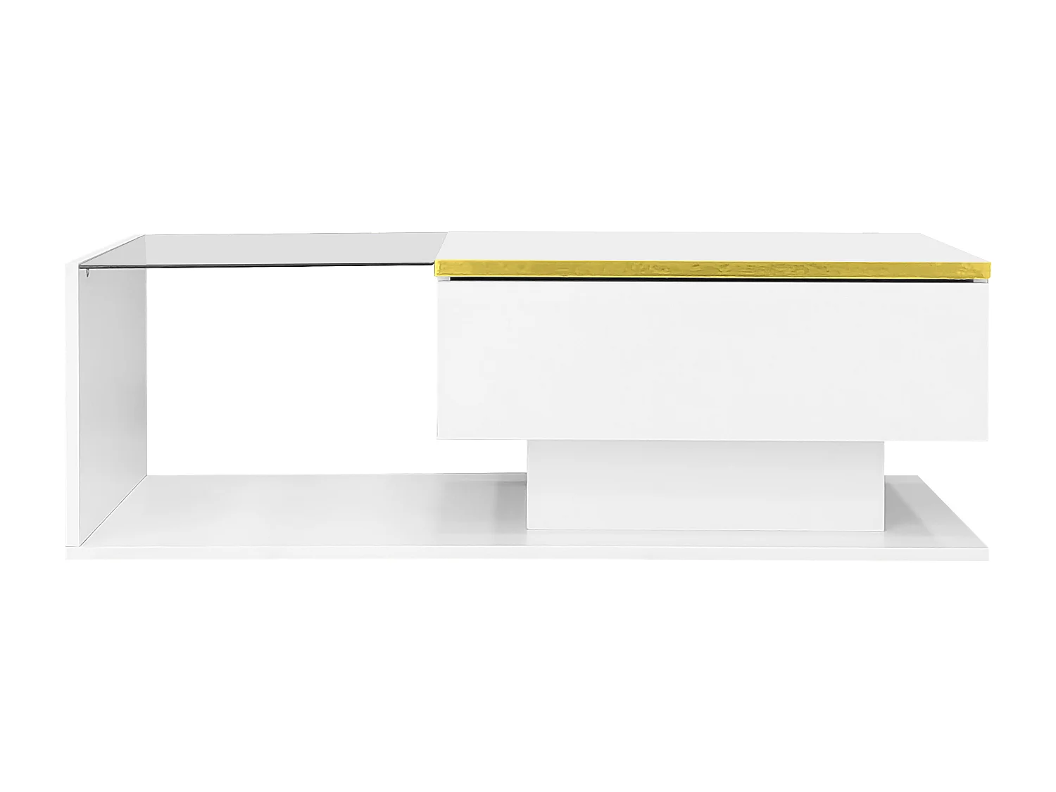 Mesa de centro blanca 100 cm - Mesa de centro con iluminación LED y separadores de espacio - espacio abierto - para sala de estar