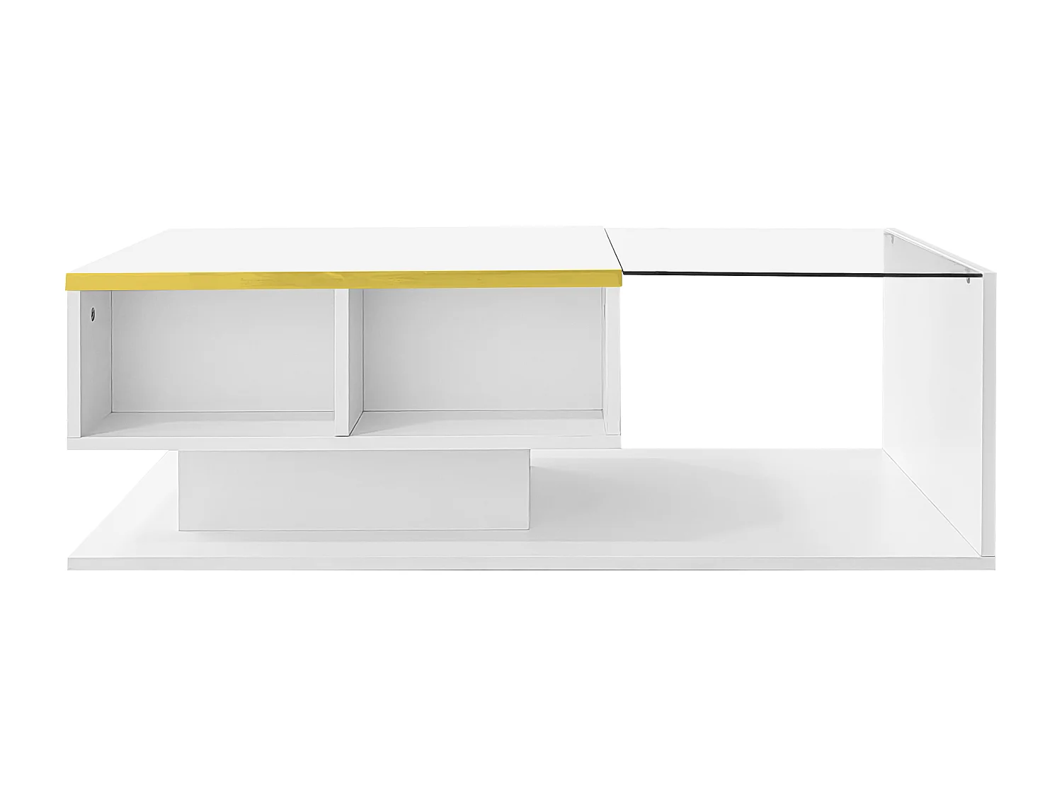 Mesa de centro blanca 100 cm - Mesa de centro con iluminación LED y separadores de espacio - espacio abierto - para sala de estar