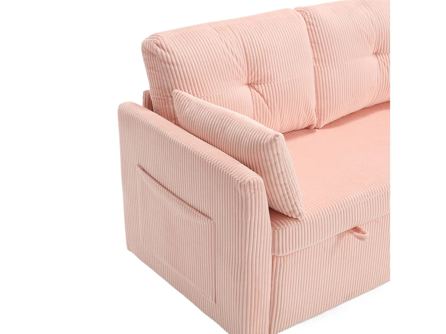 Ecksofa rechts - Sofa mit Kissen und Sitzfläche mit Stauraum - seitliche stautaschen - rose