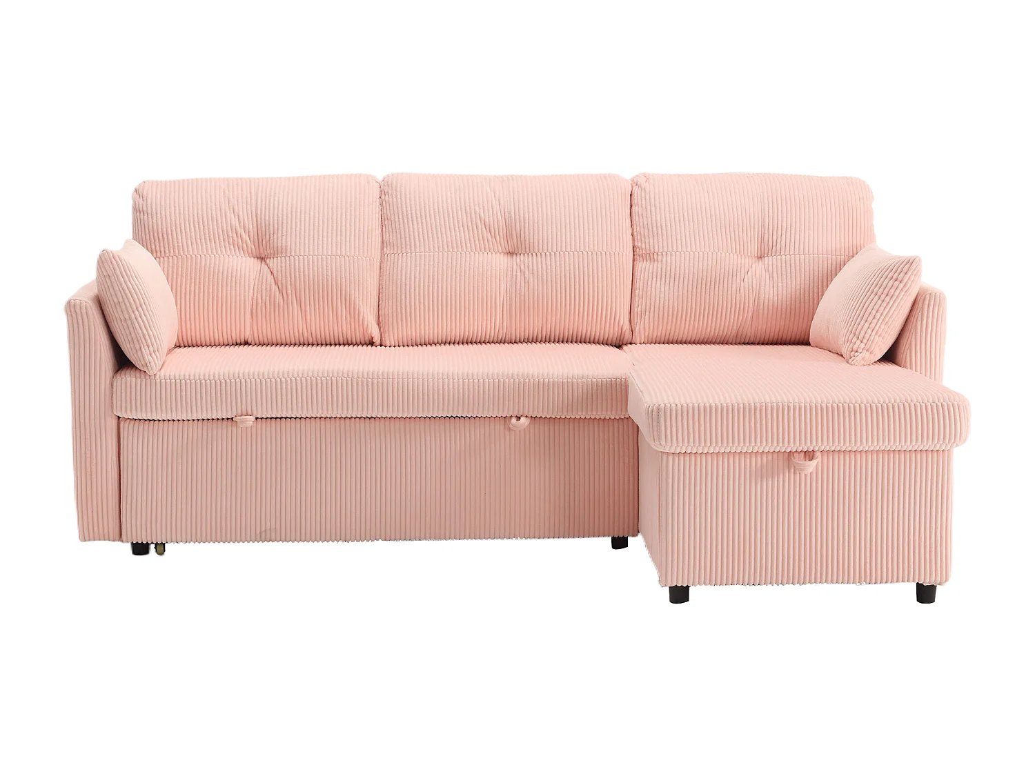 Ecksofa rechts - Sofa mit Kissen und Sitzfläche mit Stauraum - seitliche stautaschen - rose