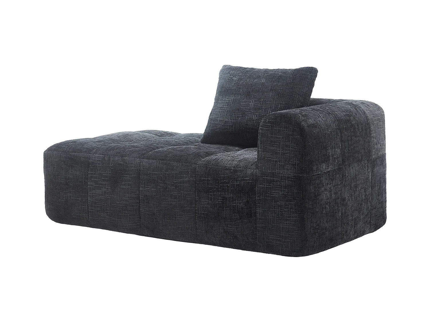 Czarna sofa 1-osobowa - Prosta sofa z poduszkami i kieszeniami - wzór śniegu