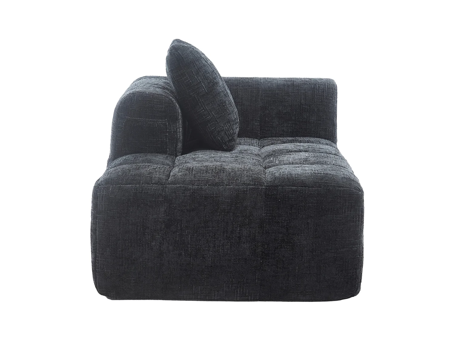 Czarna sofa 1-osobowa - Prosta sofa z poduszkami i kieszeniami - wzór śniegu