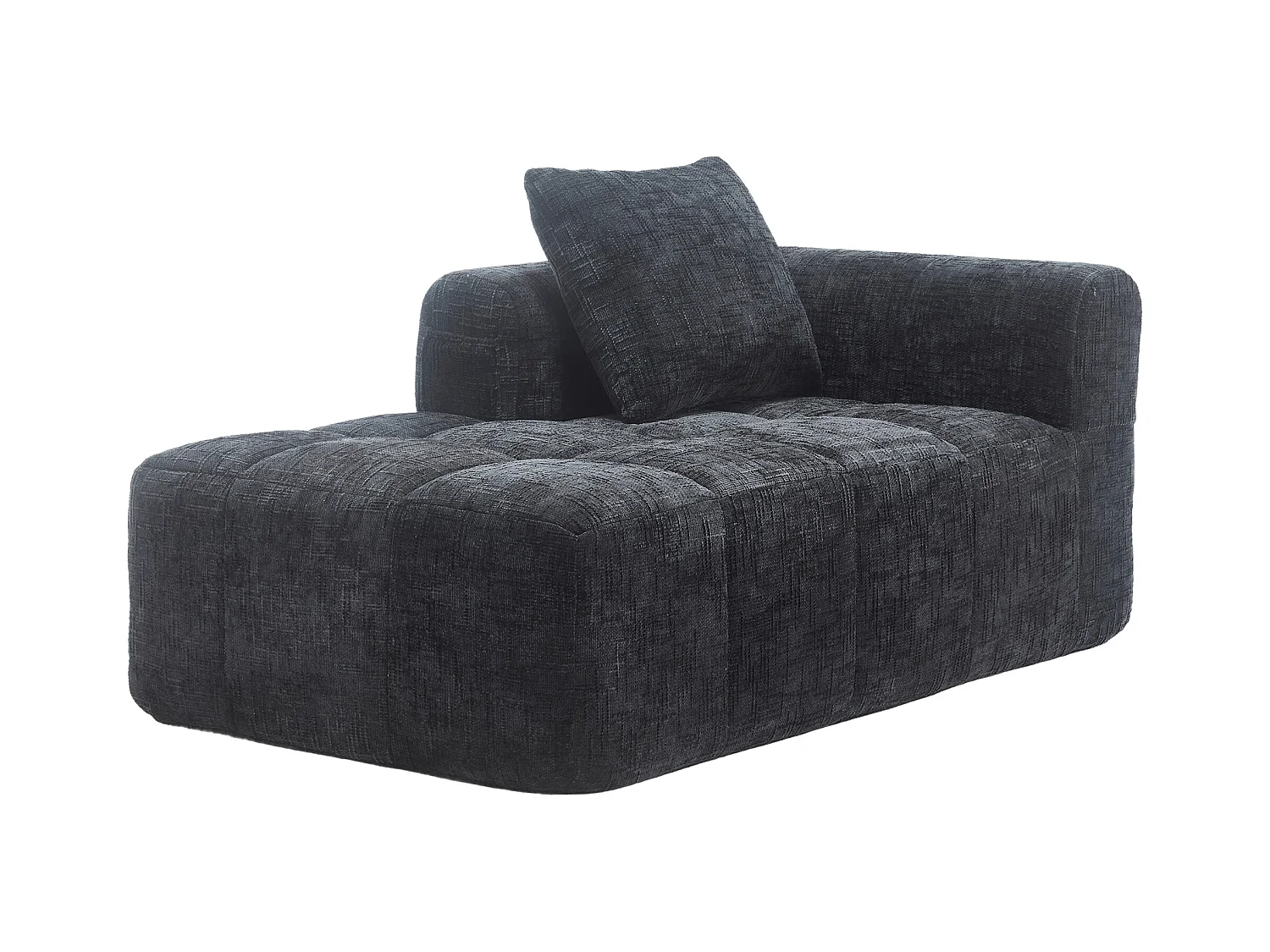 Czarna sofa 1-osobowa - Prosta sofa z poduszkami i kieszeniami - wzór śniegu