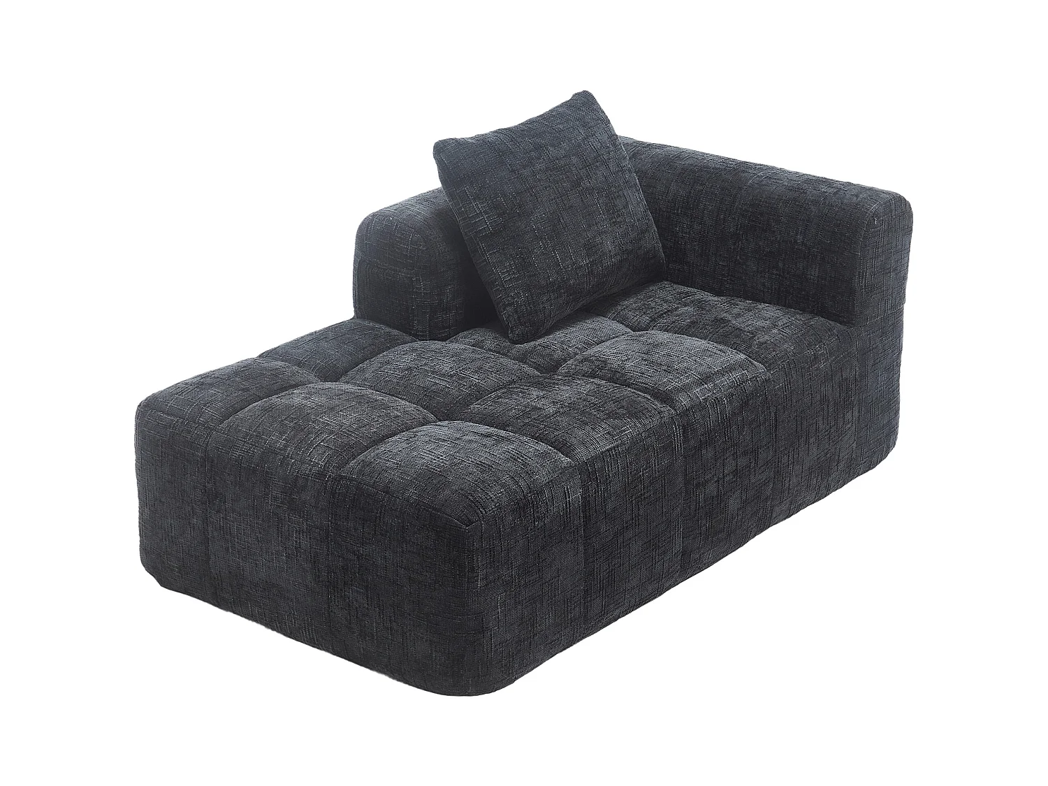 Czarna sofa 1-osobowa - Prosta sofa z poduszkami i kieszeniami - wzór śniegu