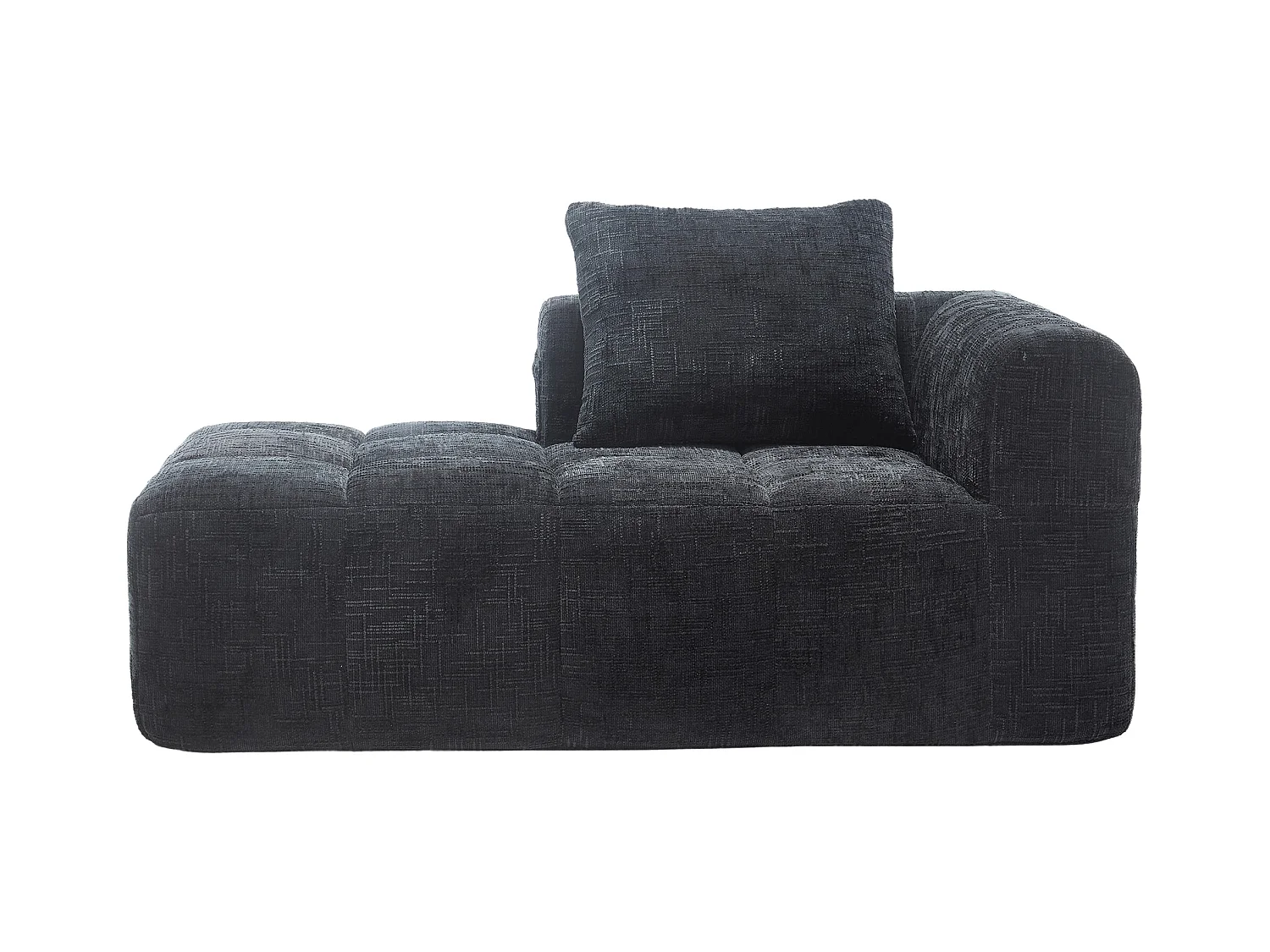 Czarna sofa 1-osobowa - Prosta sofa z poduszkami i kieszeniami - wzór śniegu