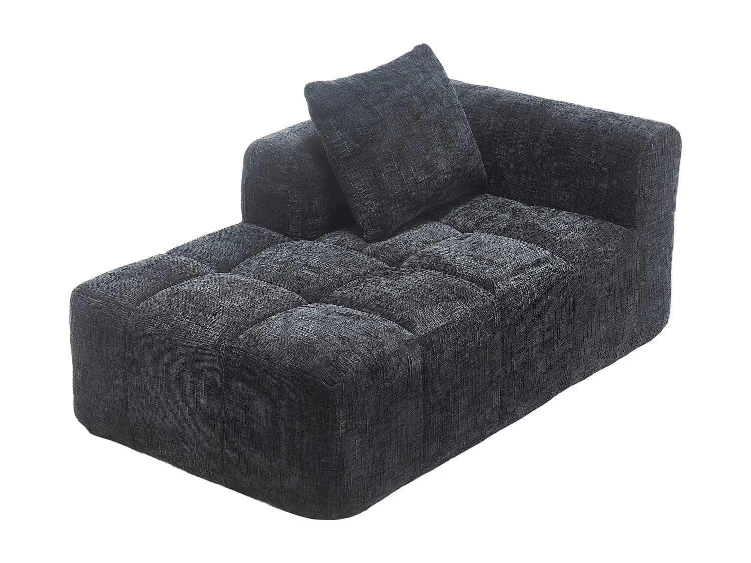 Canapé 1 place noir - Canapé droit avec Coussins et Poches de Rangement - motif neige