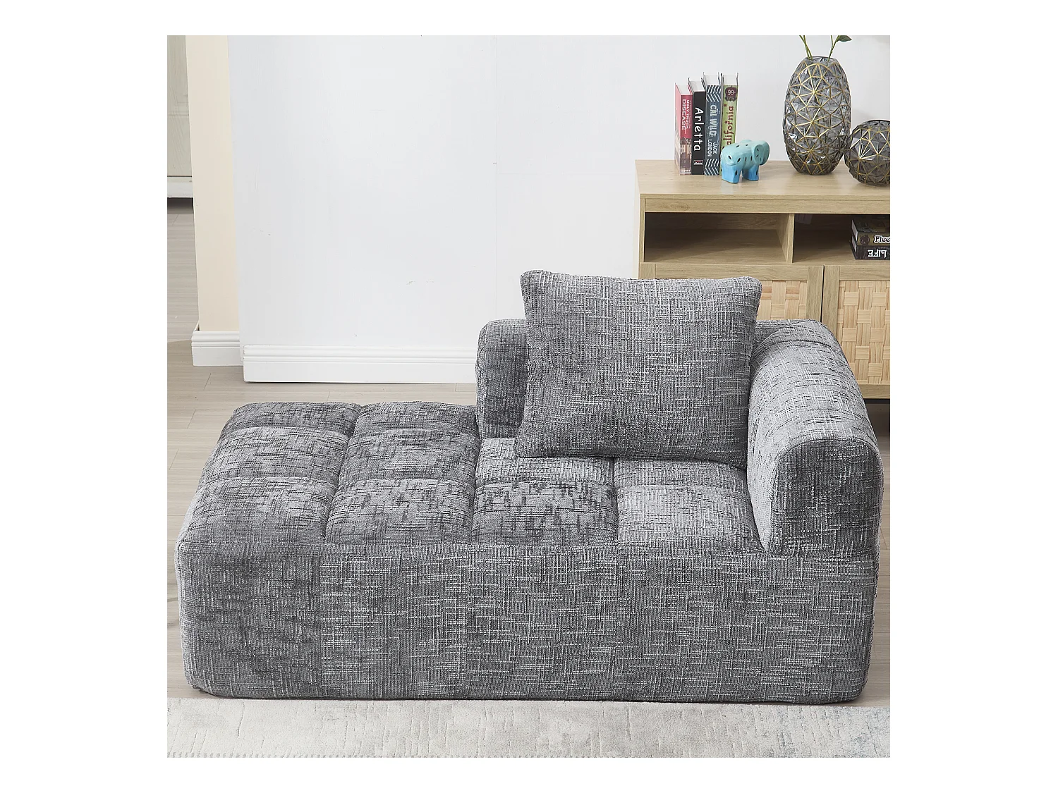 Divano 1 posto grigio - Divano dritto con cuscini e tasche portaoggetti - motivo neve