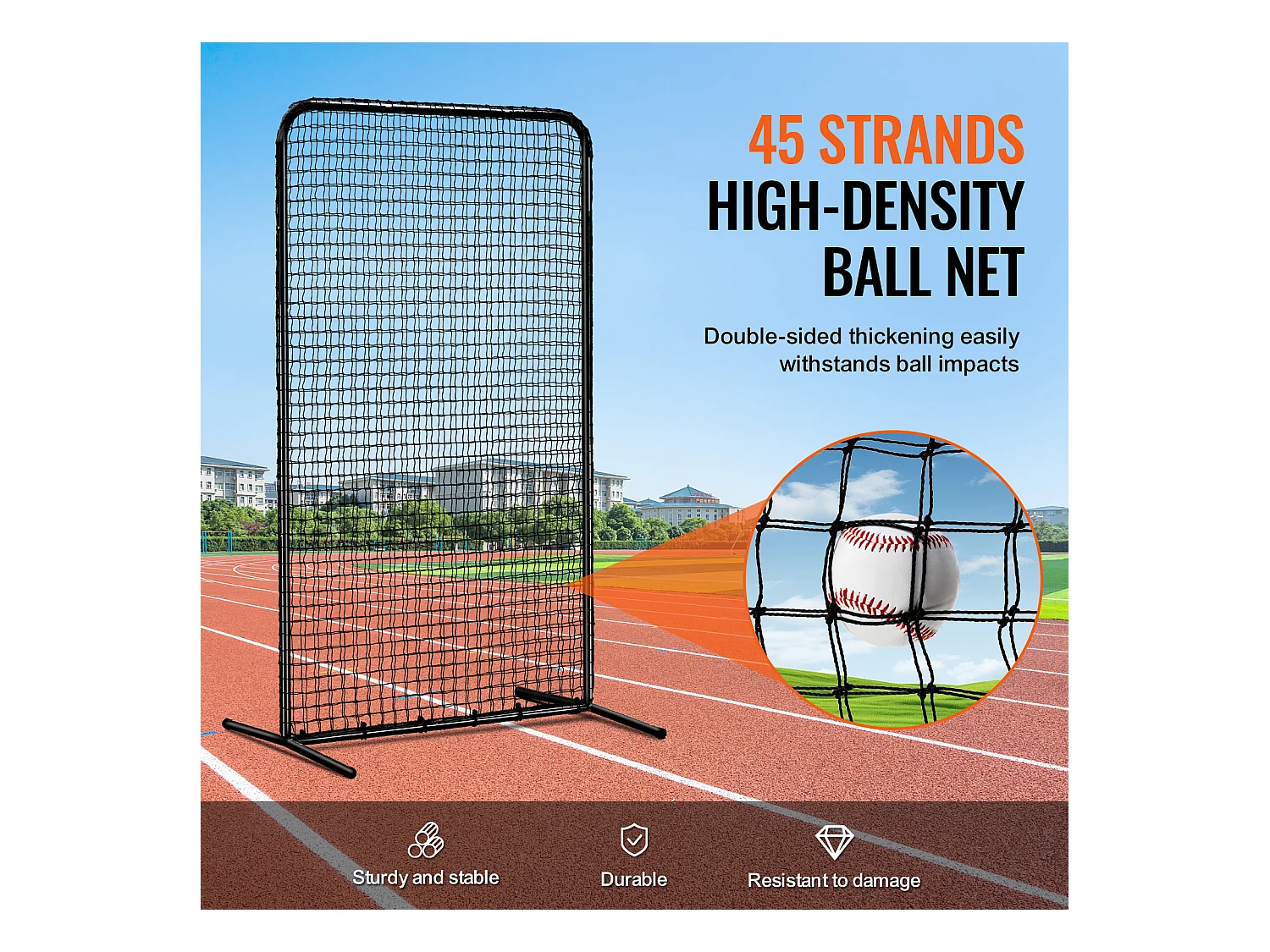 Filet de Baseball SucceBuy, 210 x 120cm, Filet de Frappeur Portable avec Sac de Transport et Piquets de Sol, Protection de Lancer Robuste