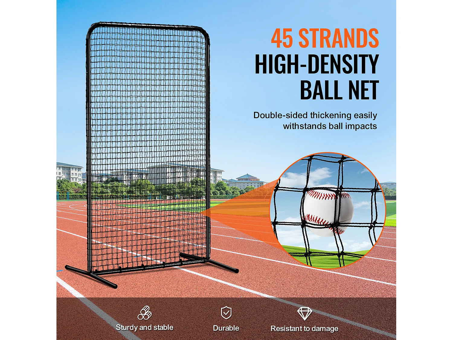 Filet de Baseball SucceBuy, 210 x 120cm, Filet de Frappeur Portable avec Sac de Transport et Piquets de Sol, Protection de Lancer Robuste