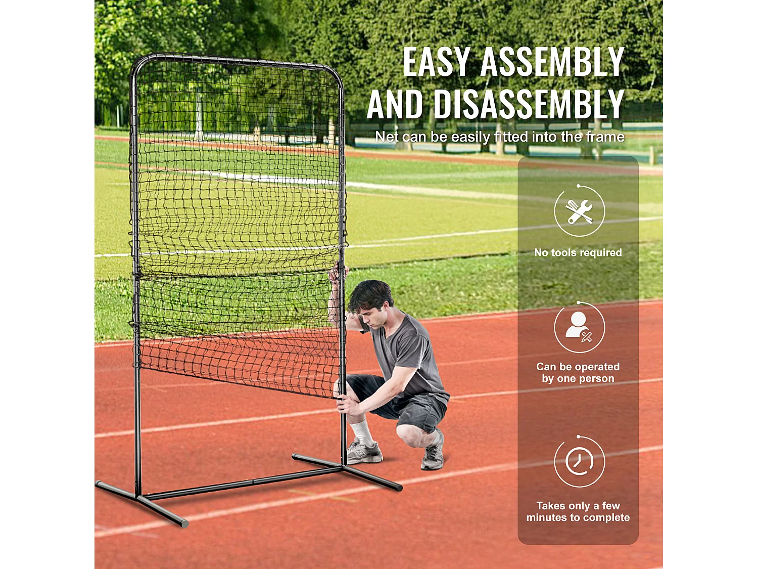 Filet de Baseball SucceBuy, 210 x 120cm, Filet de Frappeur Portable avec Sac de Transport et Piquets de Sol, Protection de Lancer Robuste