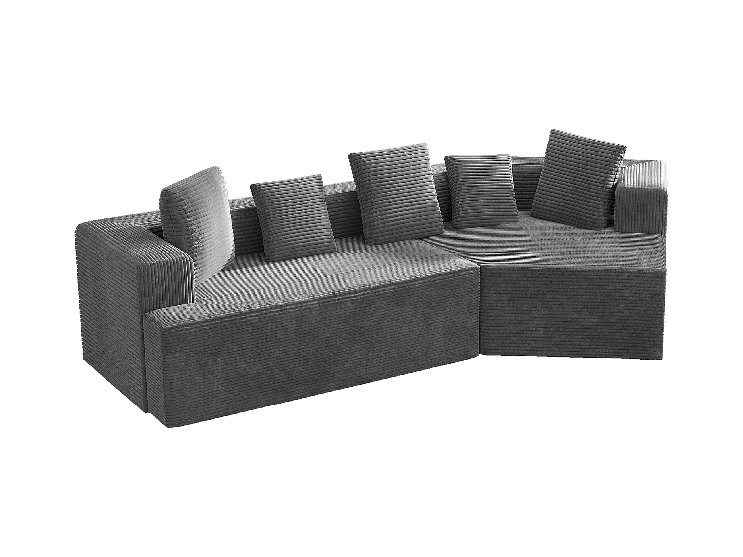 Canapé d'angle droit - Canapé avec coussins et accoudoirs - gris - pour salon et chambre