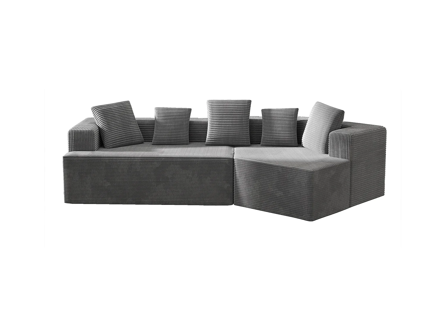 Canapé d'angle droit - Canapé avec coussins et accoudoirs - gris - pour salon et chambre