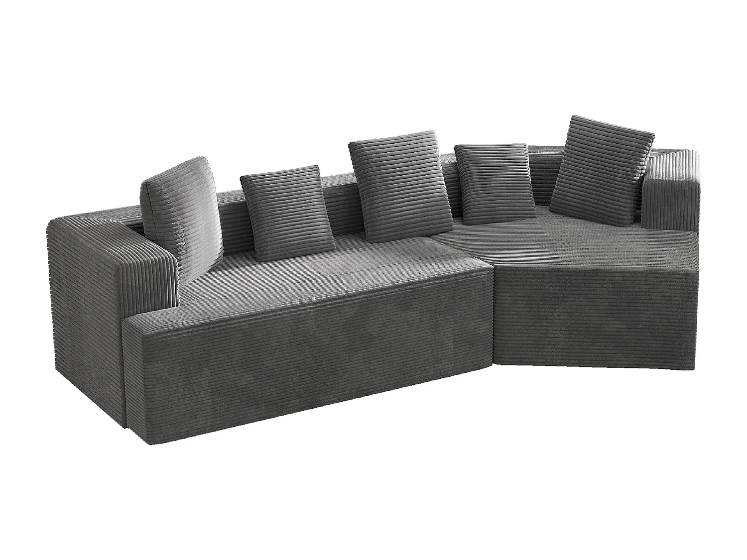 Canapé d'angle droit - Canapé avec coussins et accoudoirs - gris - pour salon et chambre