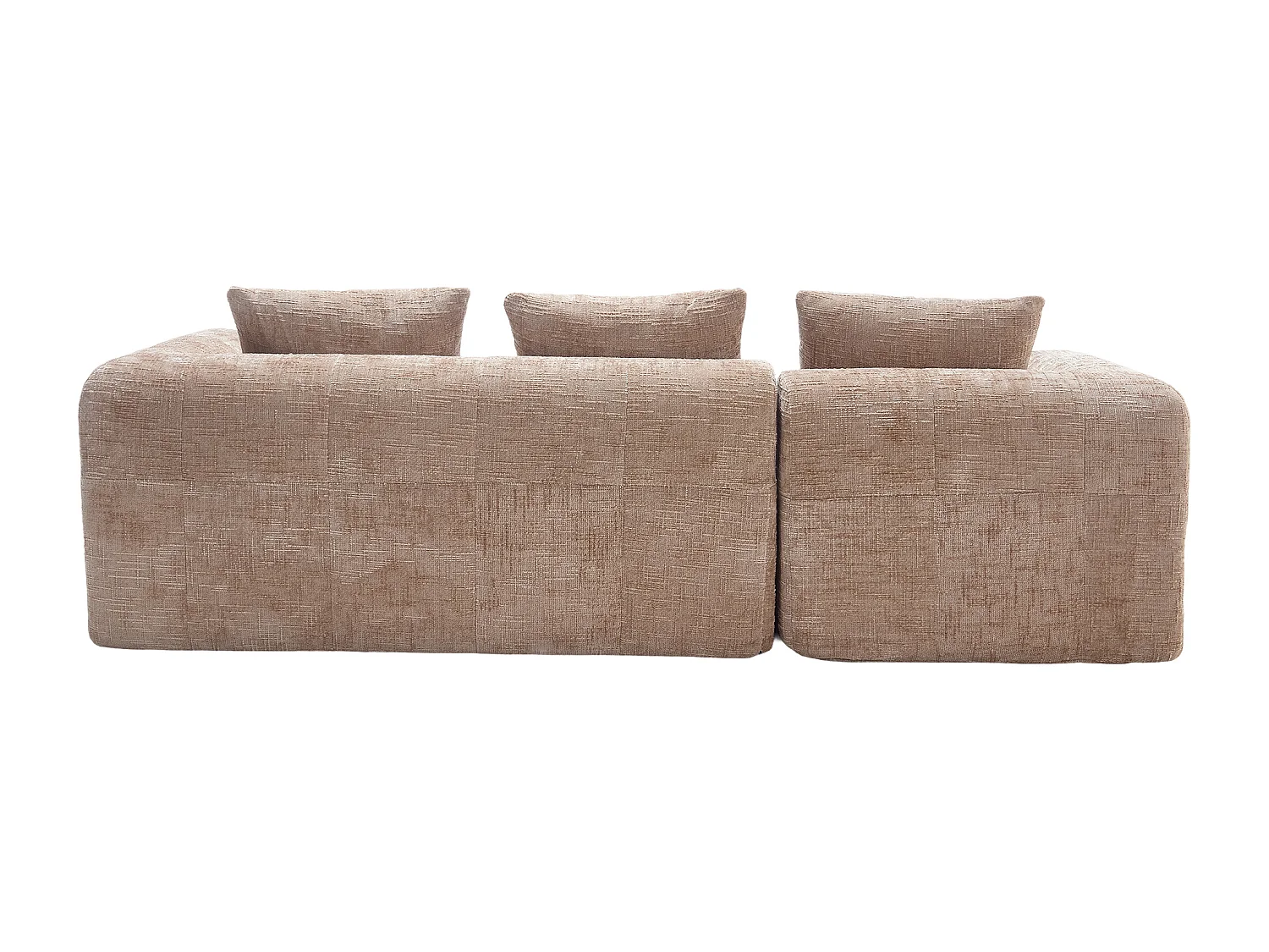 Canapé d'angle kaki - Canapé droit avec poches de rangement et 3 coussins - avec méridienne et accoudoirs