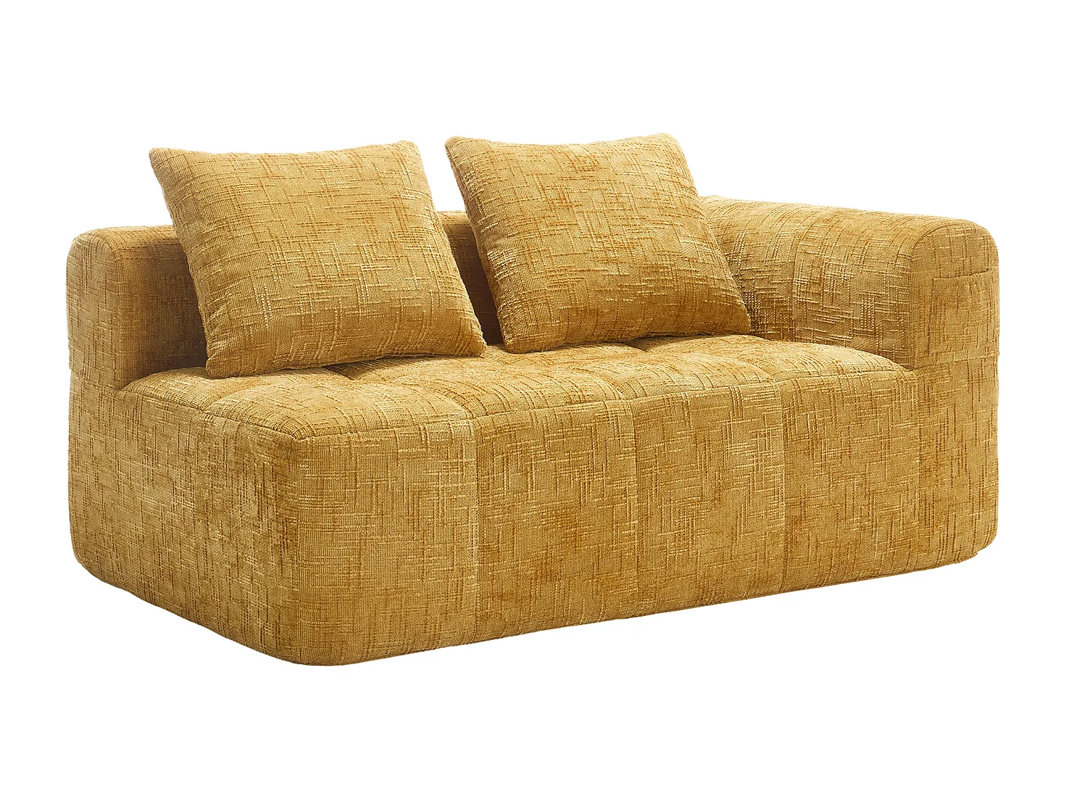 Gele 2-zitsbank - Rechte bank met kussens en opbergvakken - chenille - sneeuwpatroon